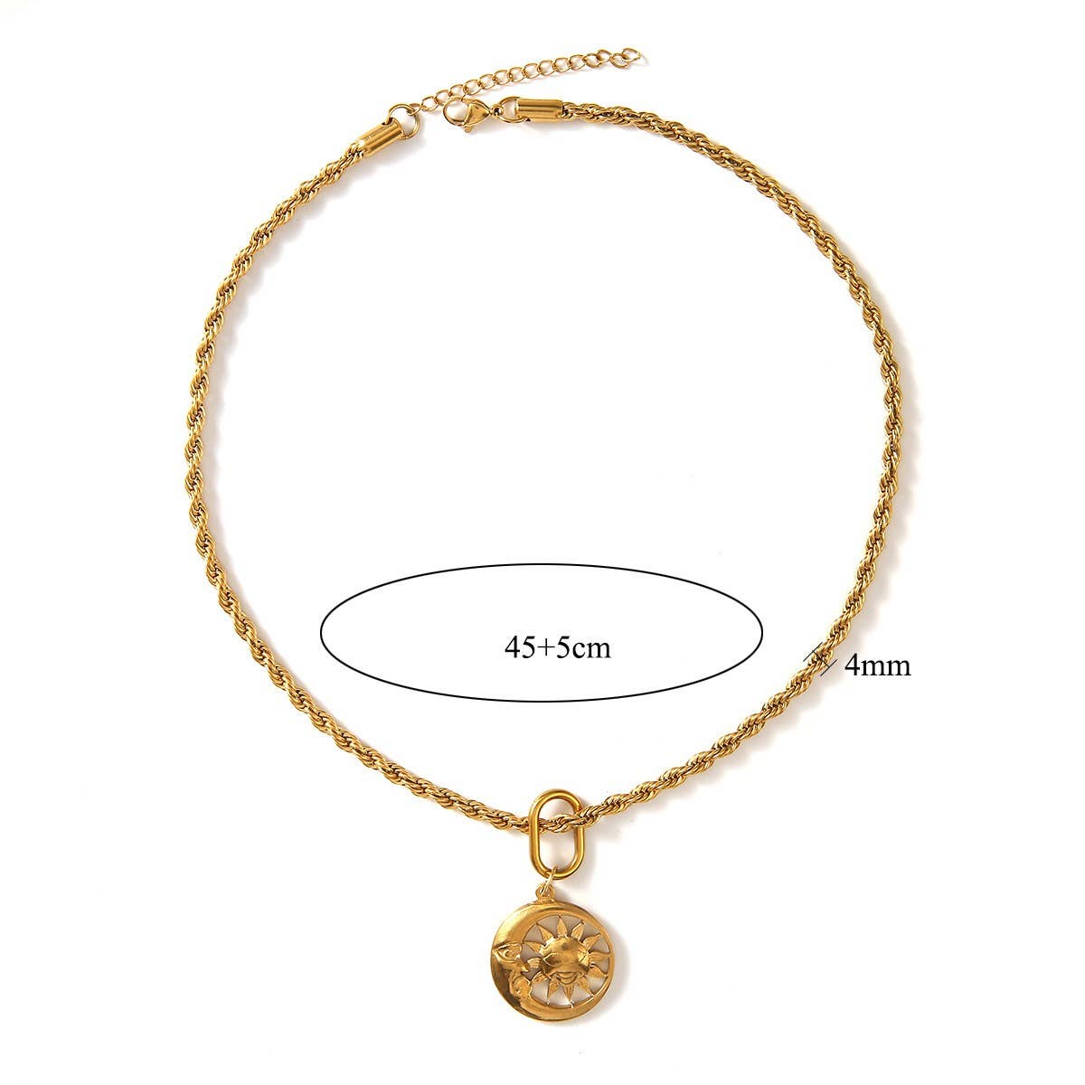 New 18K Steel Sunflower & Evil Eye Necklace