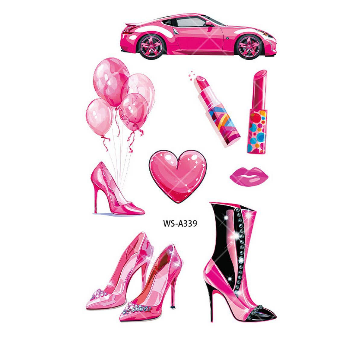 Pink Guitar Girl Tattoos ??Waterproof Kids Party_CWMM8382