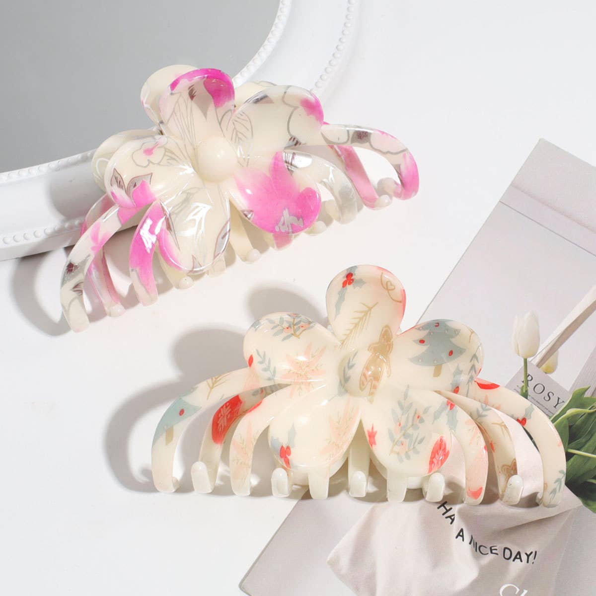 Elegant Floral Hair Claw, Chic Daily Bun Clip