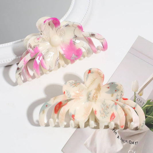 Elegant Floral Hair Claw, Chic Daily Bun Clip
