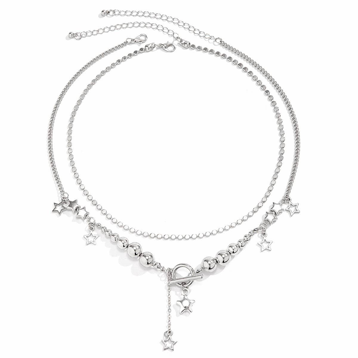 BEADED NECKLACE WITH STAR SHAPED PENDANT TASSELS_CWAJE1158