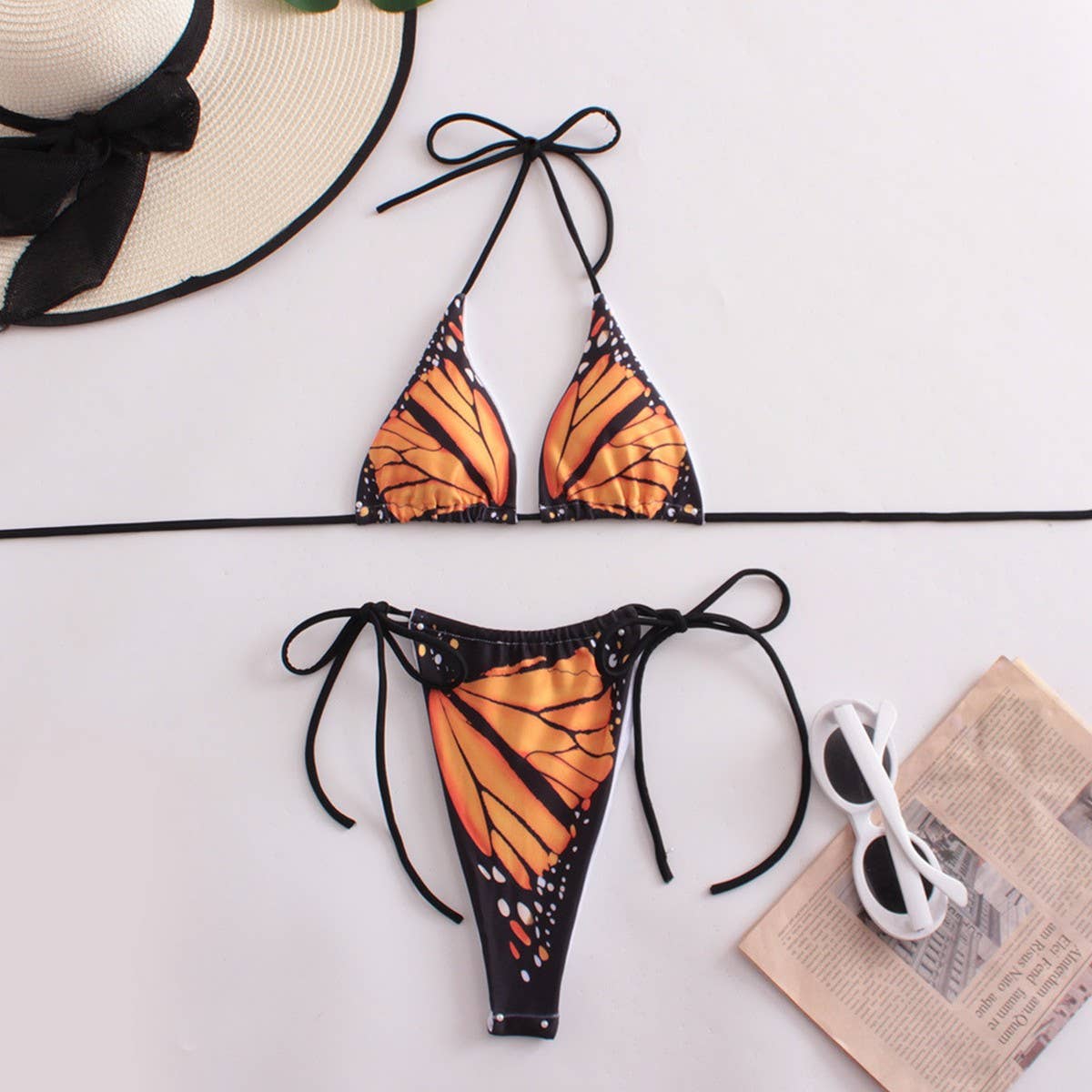 2-PIECE BIKINI SWIMSUIT WITH BUTTERFLY DESIGN PRINT_CWMW0178