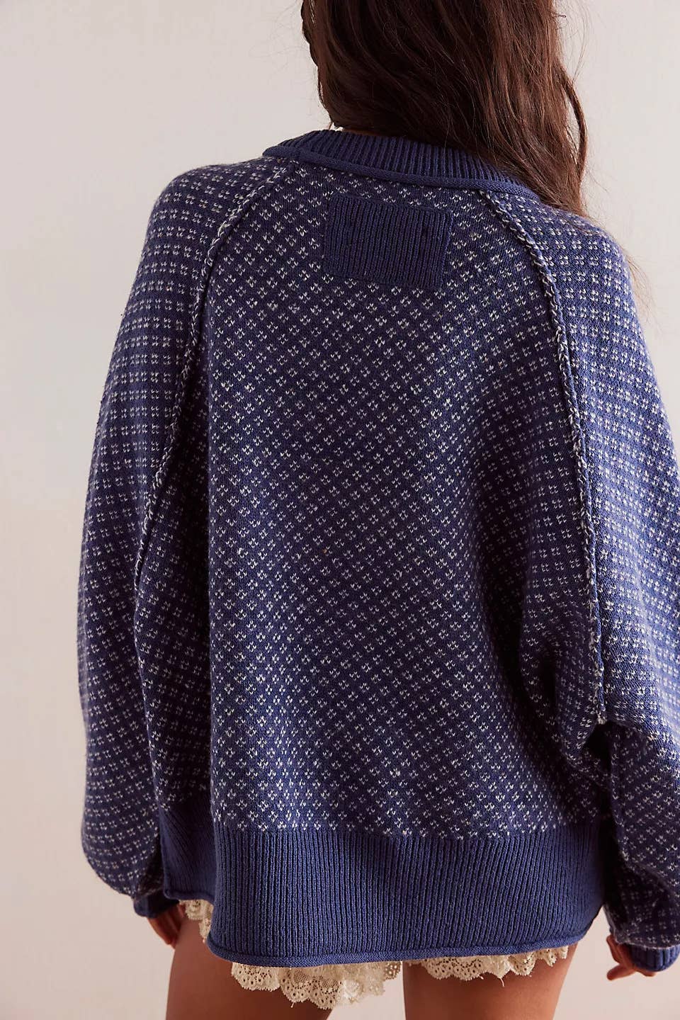 Jacquard long-sleeved round-neck sweater