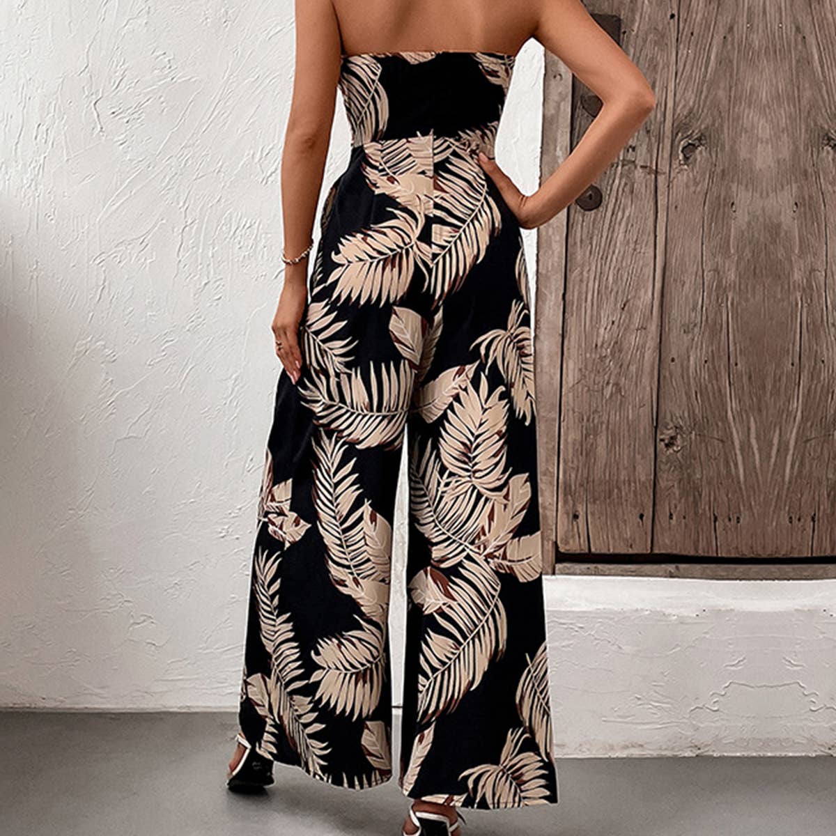 Printed strapless jumpsuit_CWSJS0583