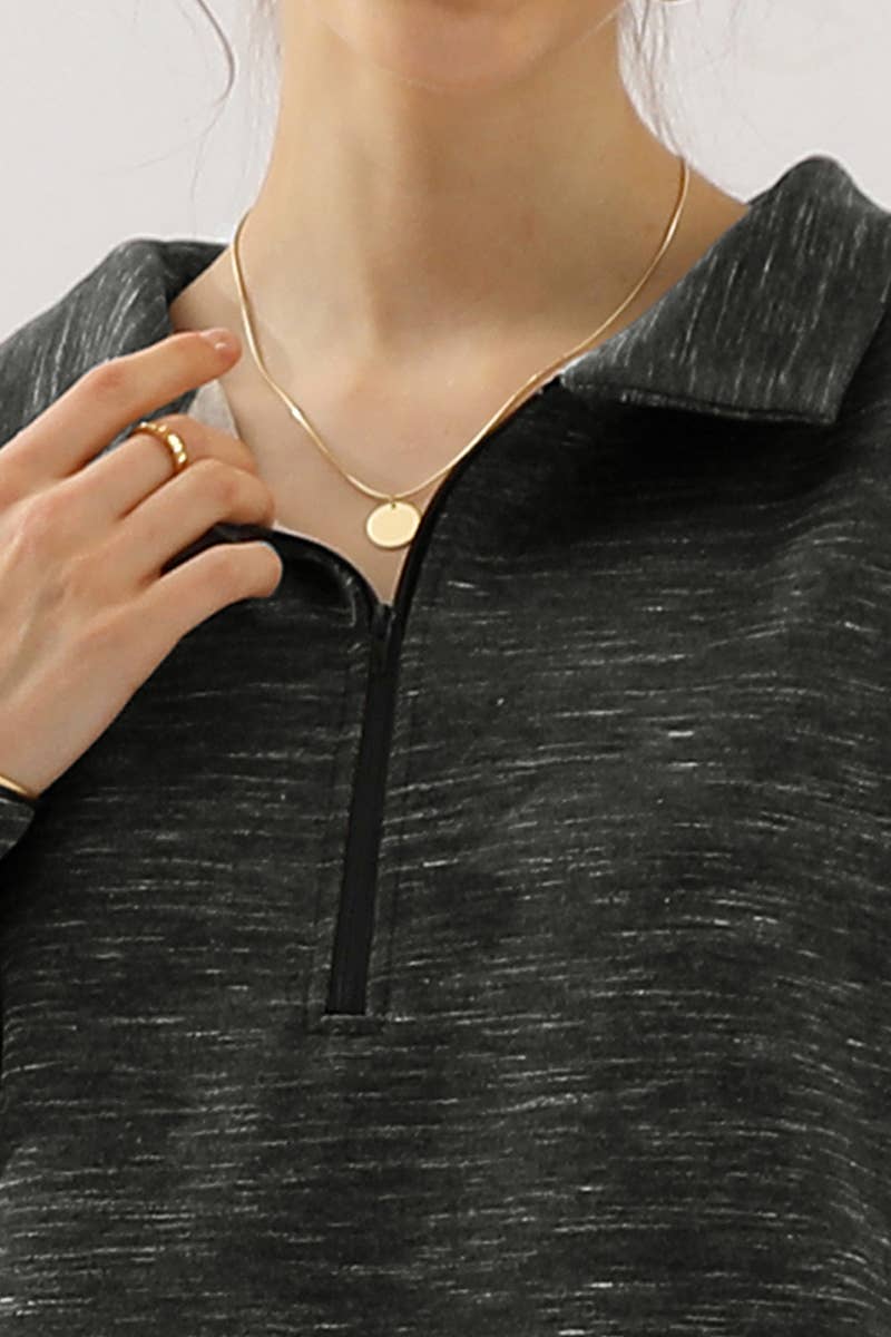 CWOHOL431_Zip Neck Lightweight Pullover Sweatshirt