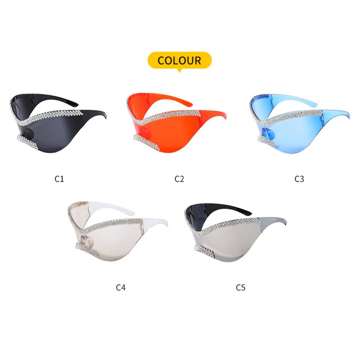 LUXURY RHINESTONE LARGE FRAME CYCLING SUNGLASSES