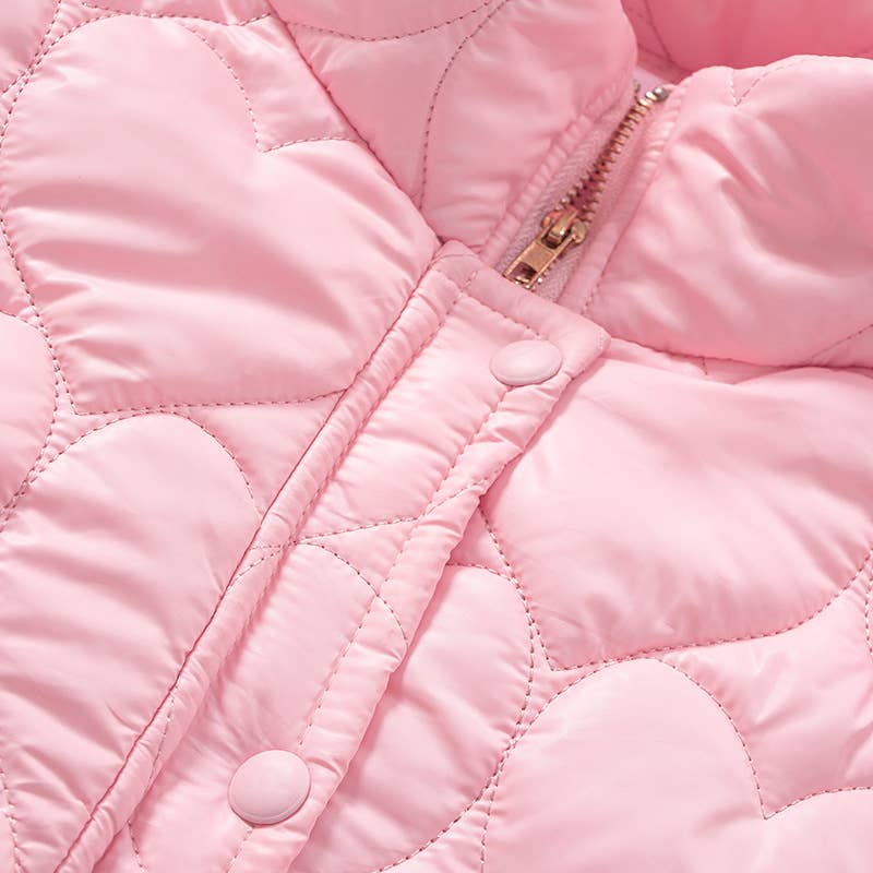 STAND COLLAR SOLID COLOR LOVE SHORT PADDED JACKET