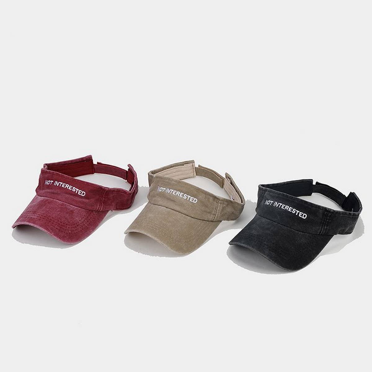 Washed Embroidered Letter Visor Cap -Golf Sun Hat_CWAH3309