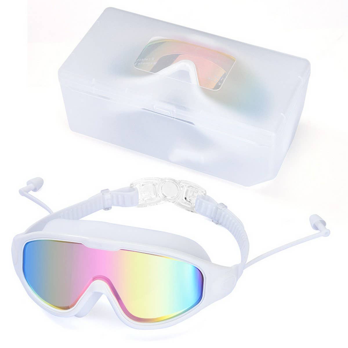 Large Frame Swim Goggles, HD Anti-Fog Mirror Lens