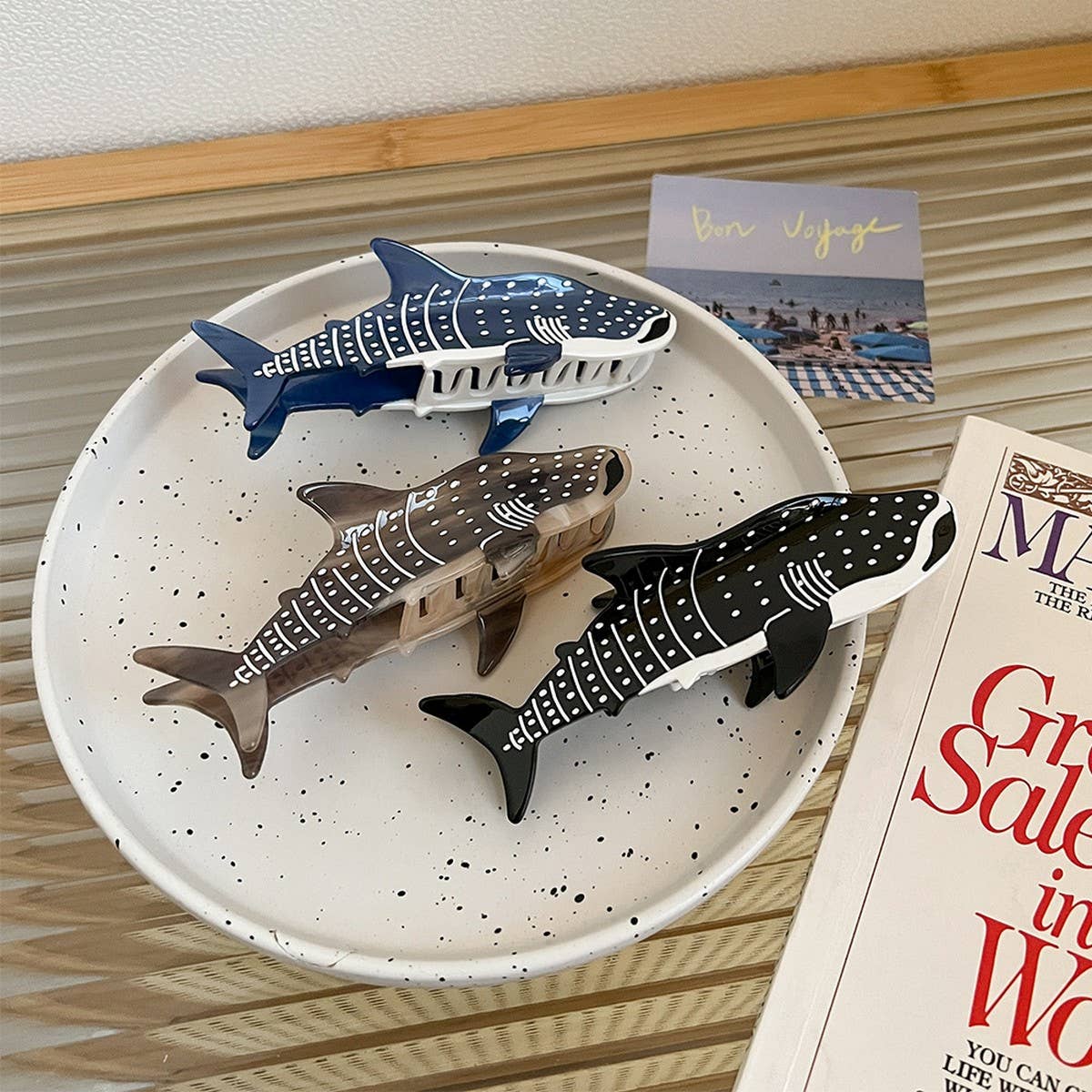 Ocean Animal Acetate Claw Clip ??Shark & Whale_CWAHA5703