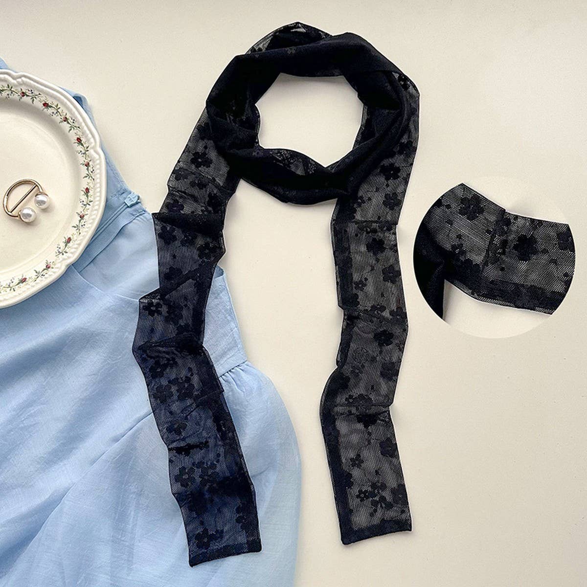 Lace Long Scarf-Elegant Neck & Hair Tie for Women