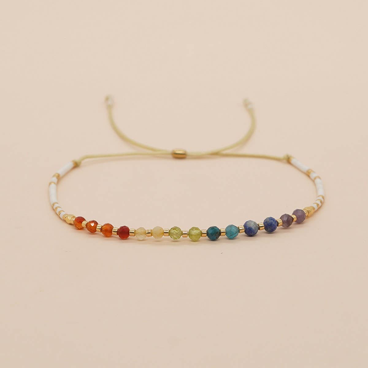COLORFUL GRADIENT NATURAL STONE RICE BEAD BRACELET