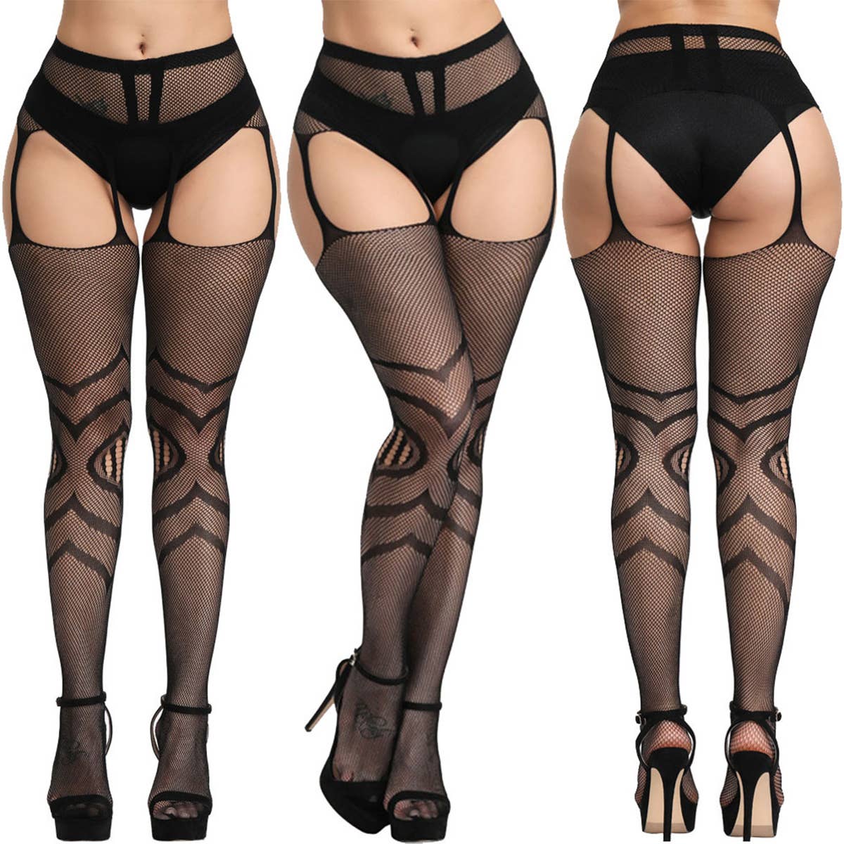 THIGH HIGH STOCKINGS FISHNET SUSPENDER TIGHTS