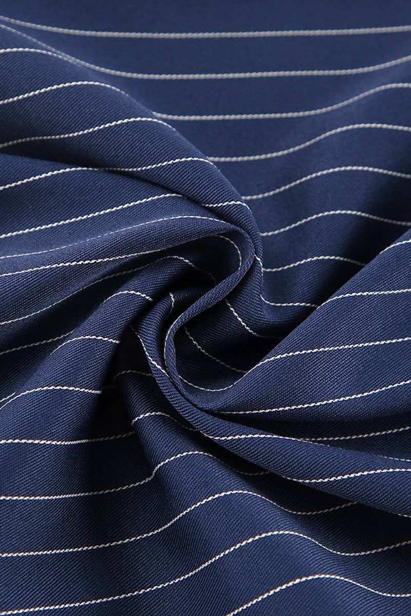 CWBLP1721_HIGH-WAISTED NAVY BLUE STRIPED STRAIGHT-LEG PANTS