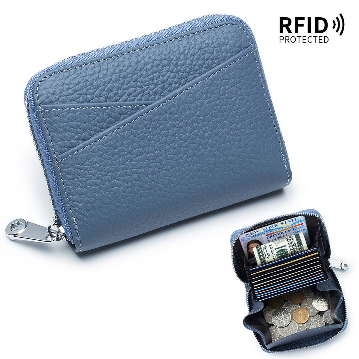 COIN PURSE ZIPPER GENUINE LEATHER CARD HOLDER_CWAB3829