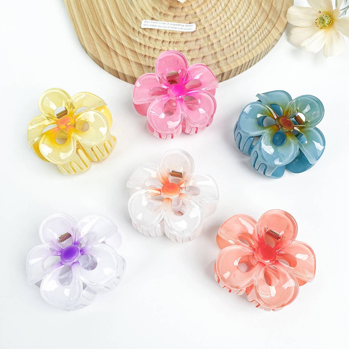 Colorful Plumeria Hair Claw - Sweet Floral Clip_CWAHA1010