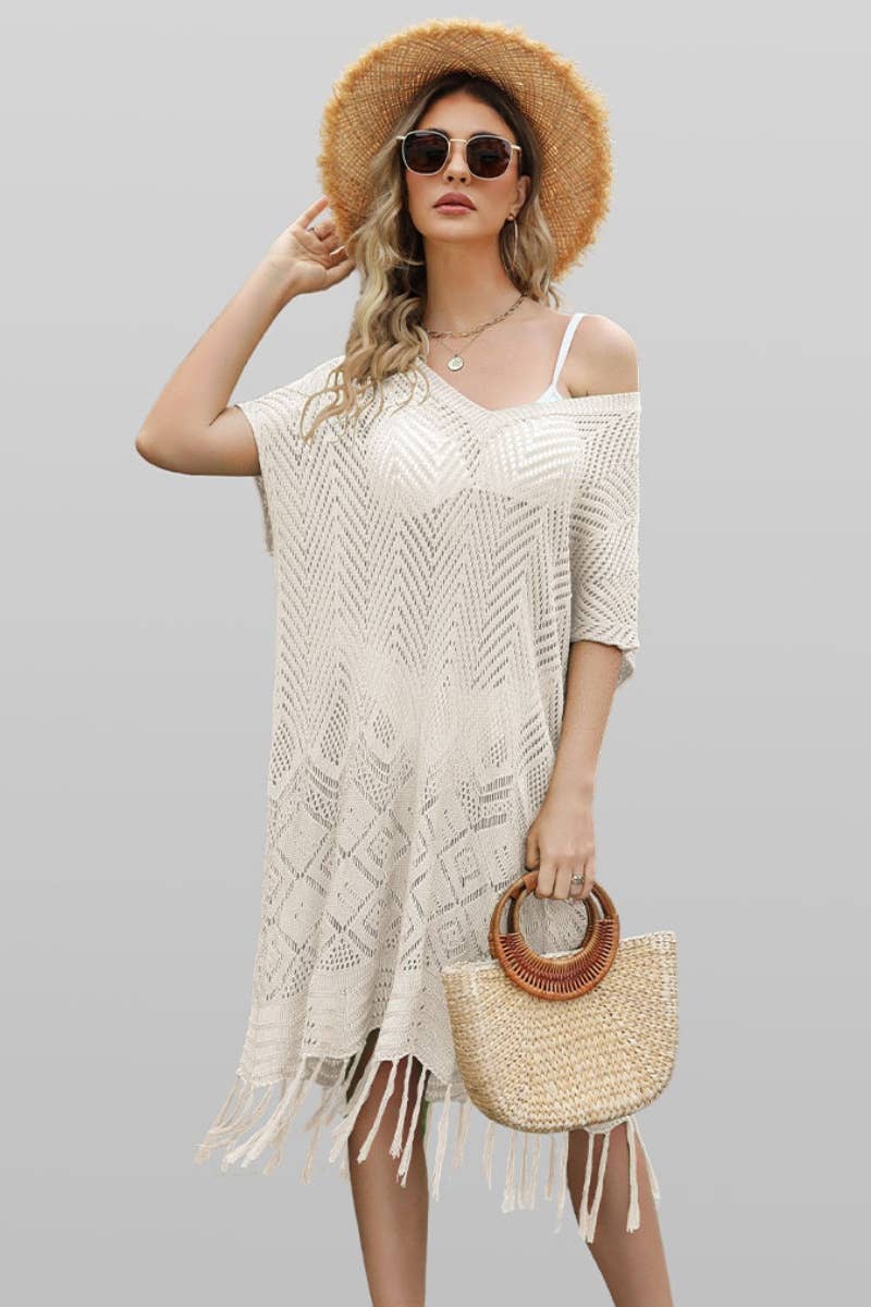 CWDSD3927_KNIT CREW NECK SHORT SLEEVE CUTOUT DRESS