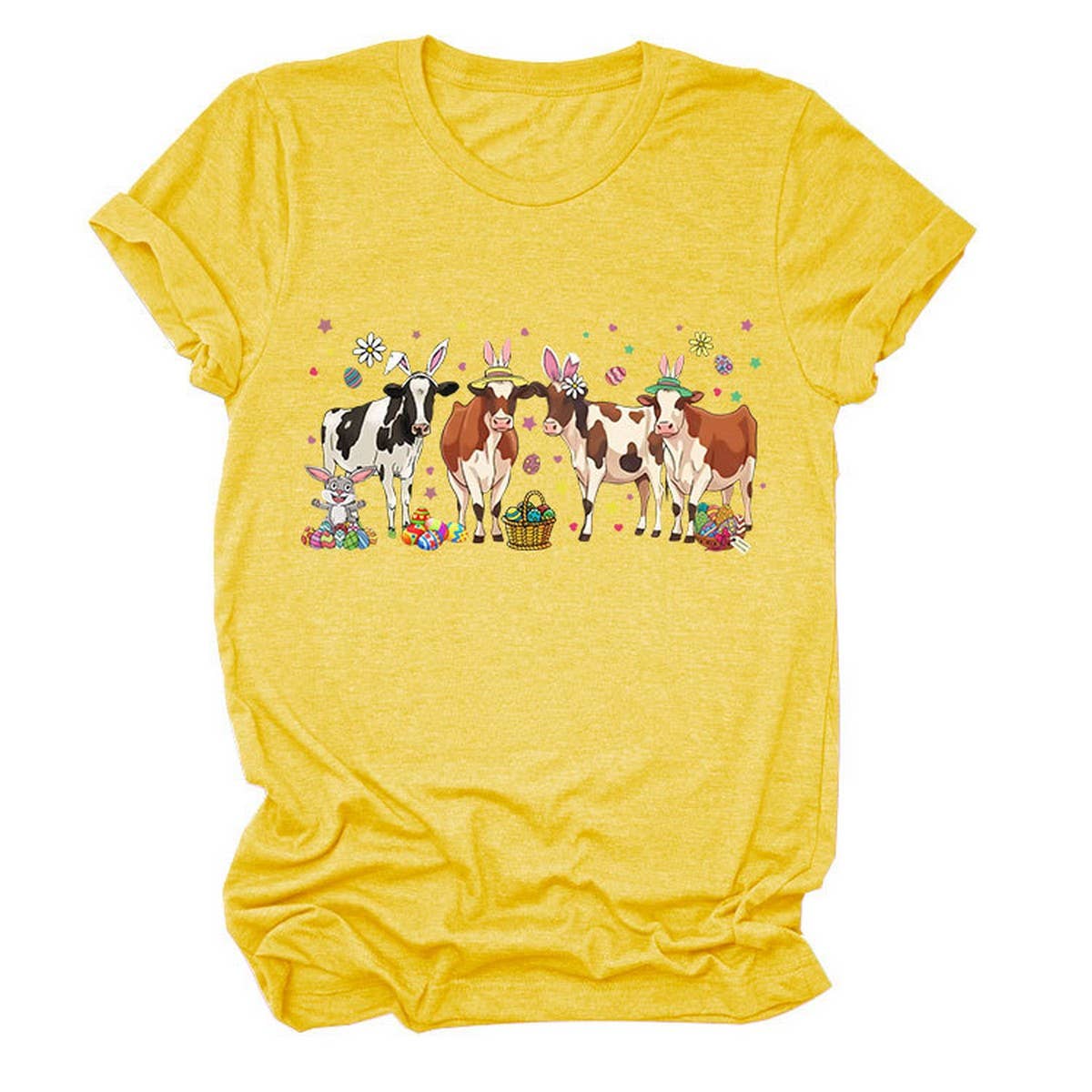 EASTER CASUAL PRINTED ROUND NECK PULLOVER T SHIRT_CWTTS0803