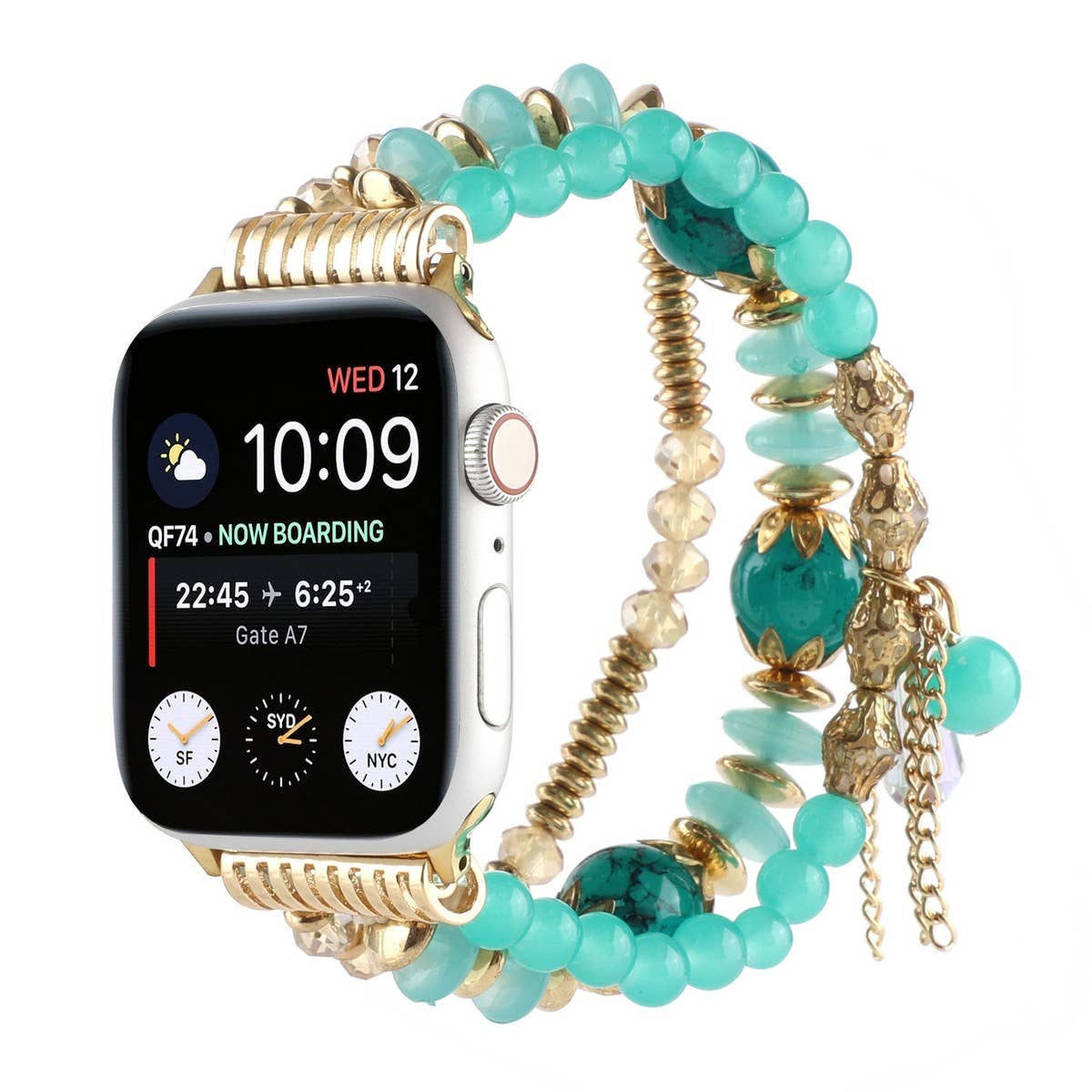APPLE WATCH 7-1 THREE-ROW PEARL ELASTIC STRAP_CWASC1563
