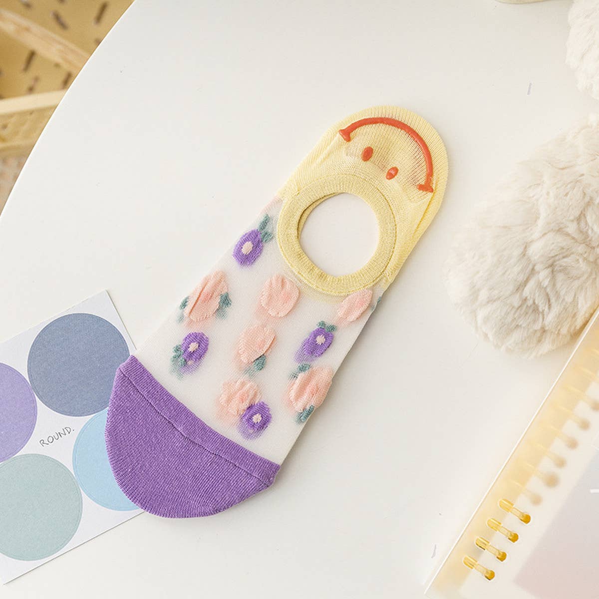 WOMEN FLORAL THIN BREATHABLE SHALLOW SOCKS