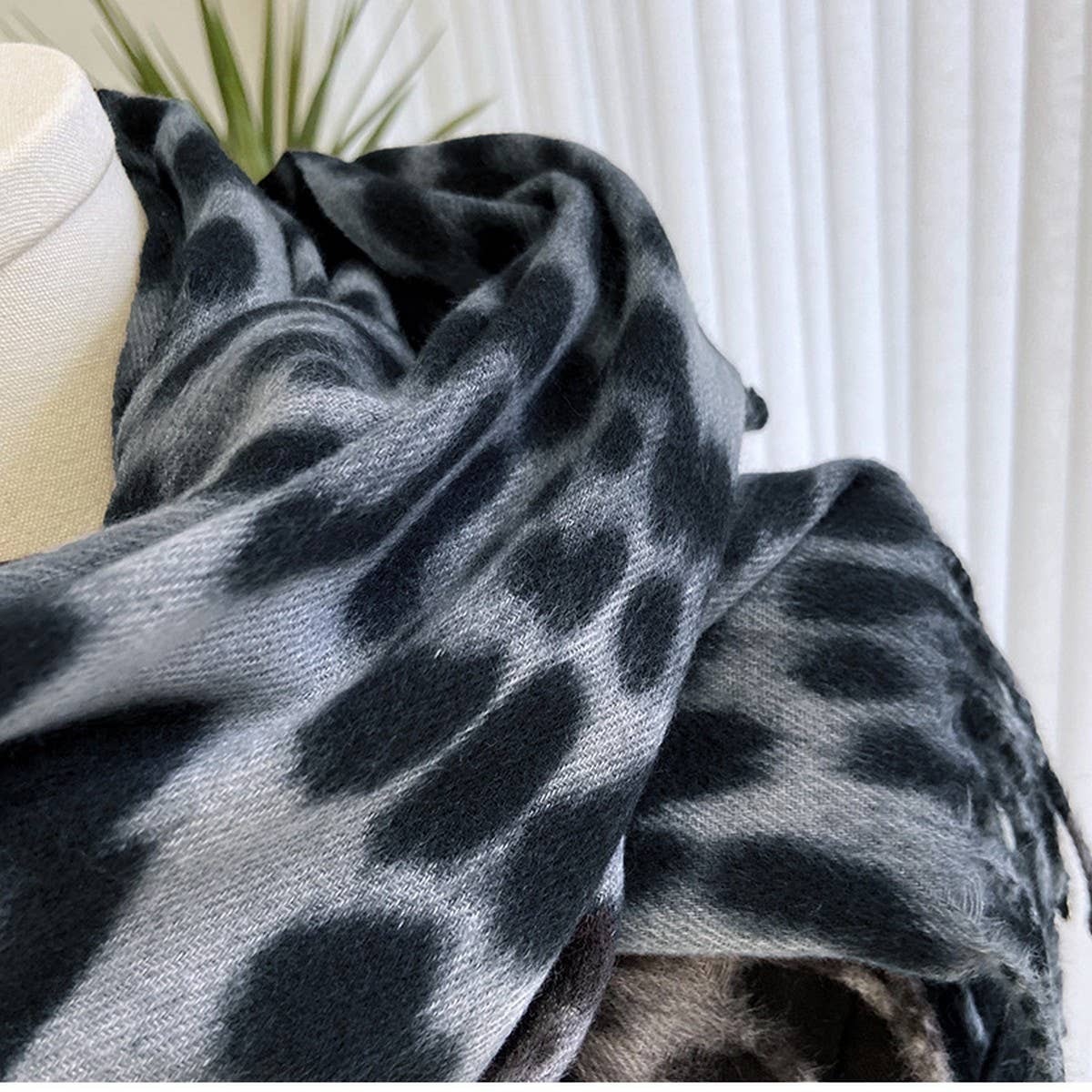 Leopard Print Scarf - Thick Tassel Winter Wrap