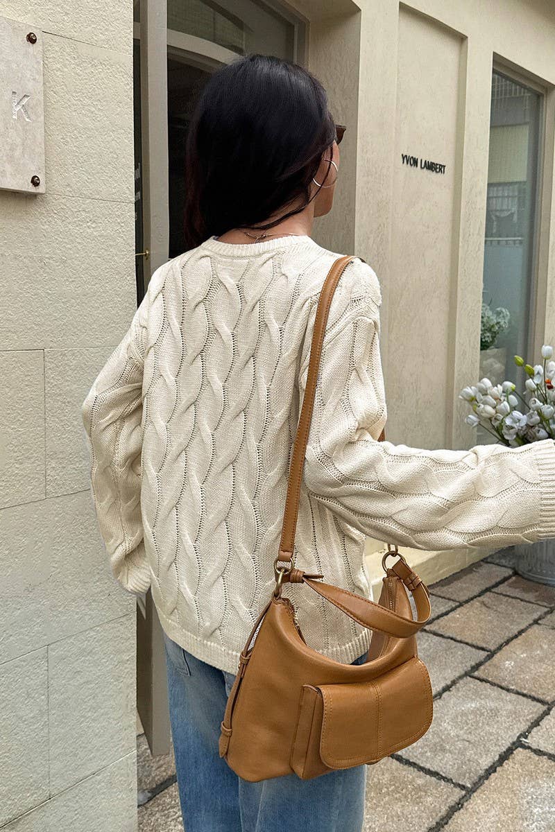 CWOSWL07484_CASUAL SIMPLE LONG SLEEVE SOLID SWEATER