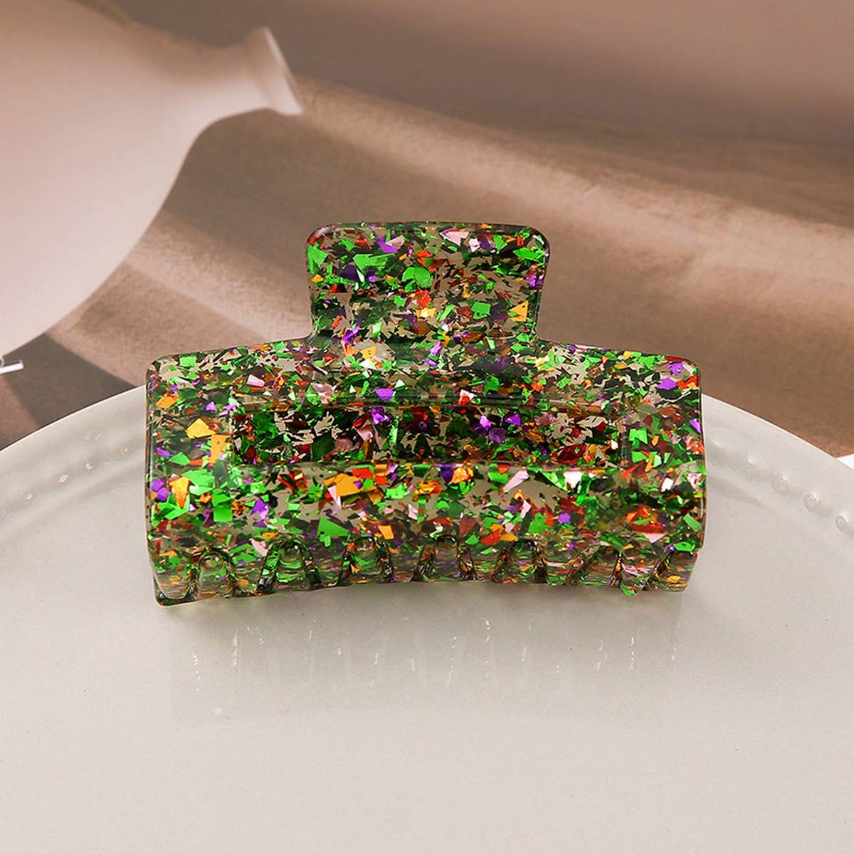 Acrylic Square Sequin Hollow Hair Claw_CWASC2488