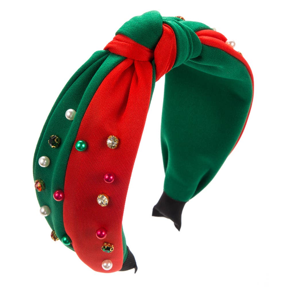CHRISTMAS PEARL HEADBAND WITH DRILL BAND