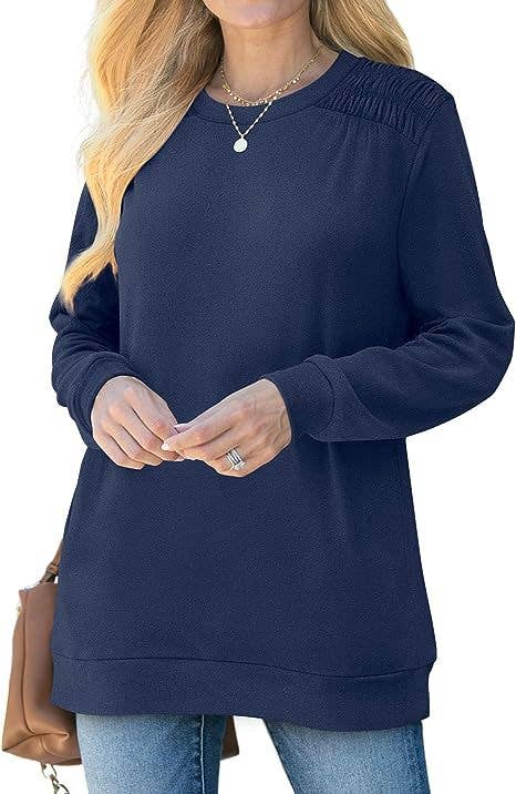 Solid-color pocket long-sleeved loose hoodie