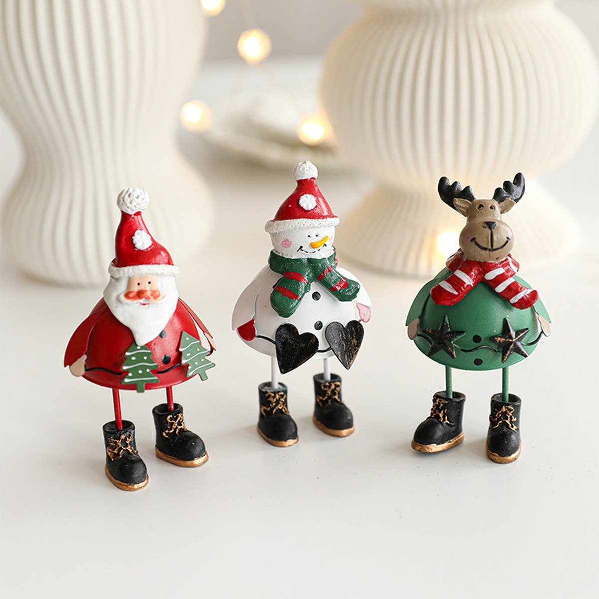 Metal Santa Ornament Christmas Tree Table Decor