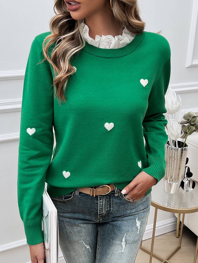 TEMPERAMENT CASUAL EMBROIDERED LOVE SWEATER
