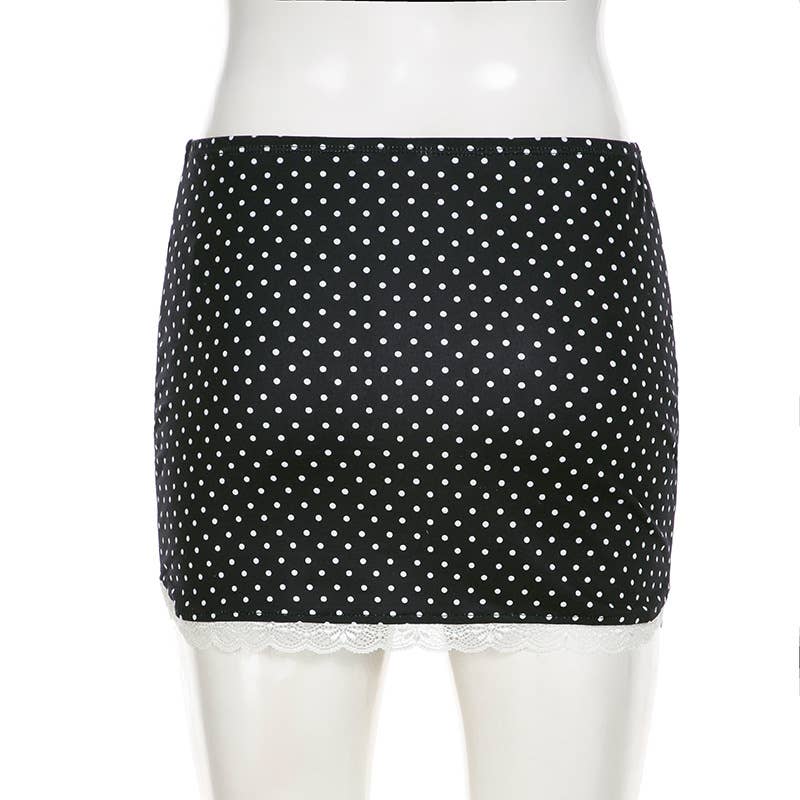 Gentle wind lace lace polka dot hip skirt