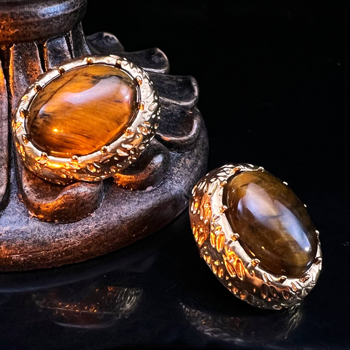 VINTAGE MAILLARD TIGER EYE DROP EARRINGS