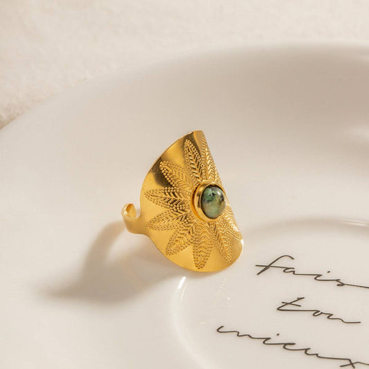 NEW EXAGGERATED WIDE FACE CARVED RING