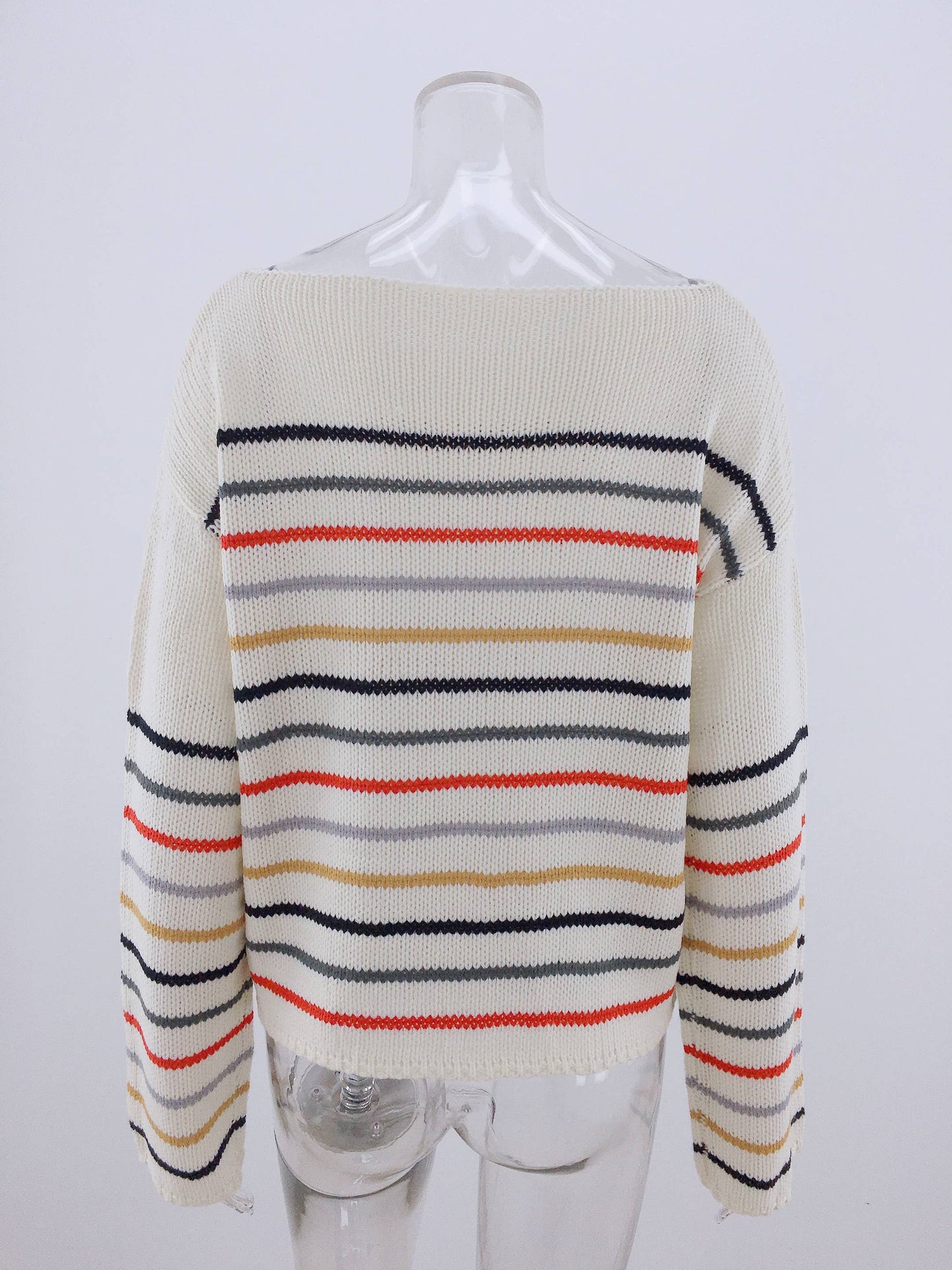 STRIPED SWEATER WITH LOOSE PULLOVER