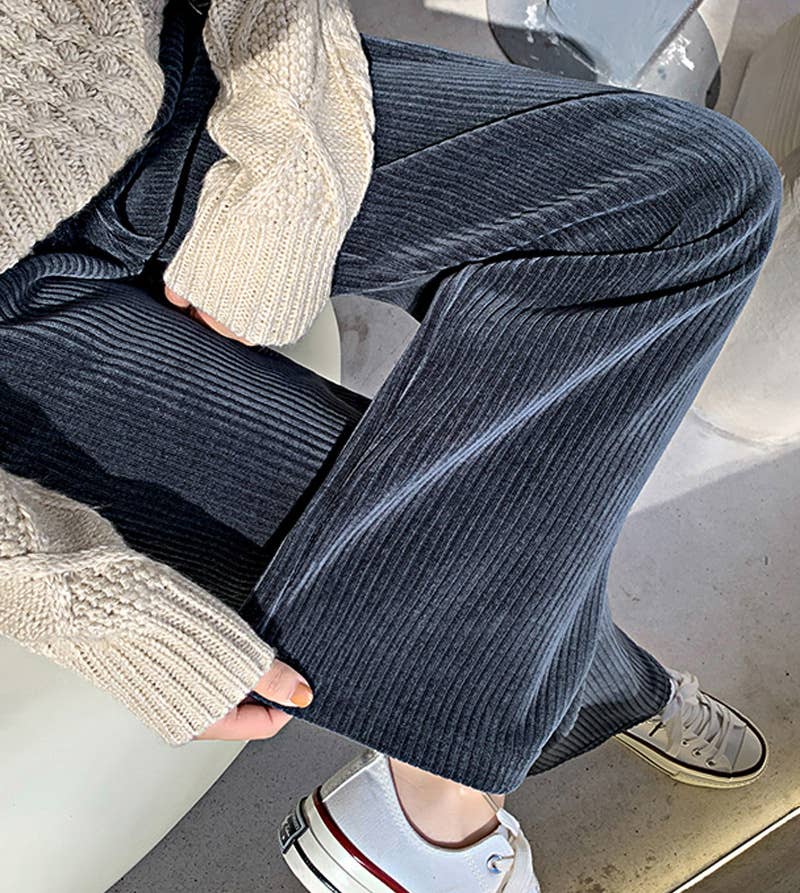 FLOOR-LENGTH HIGH WAISTED WIDE LEG STRAIGHT PANTS