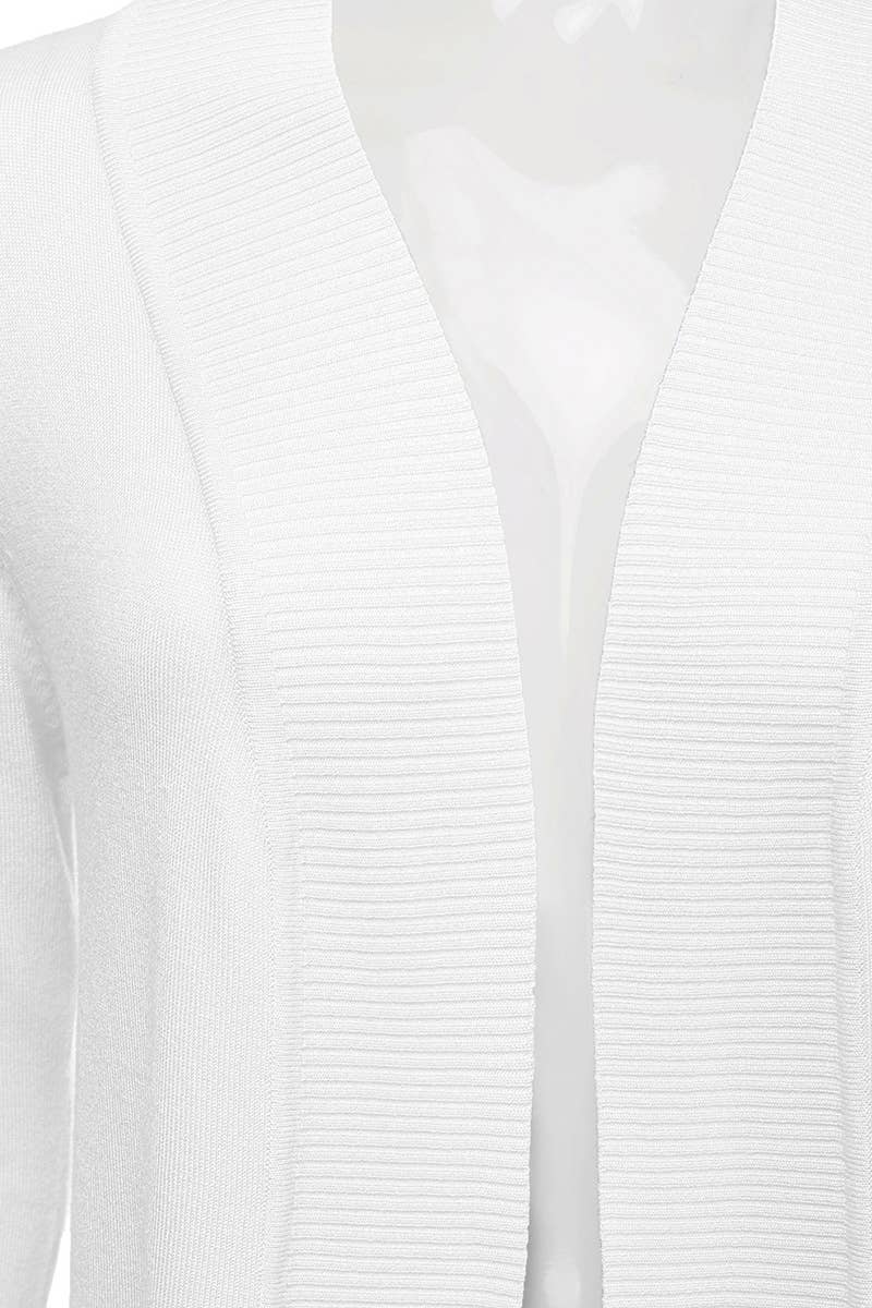 AWOCAL313_Open Front Long Sleeve Pockets Sweater Cardigan