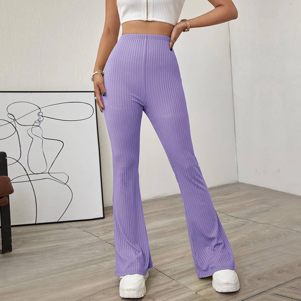 HIGH-WAISTED BELTLESS MICRO-CUT KNIT PANTS