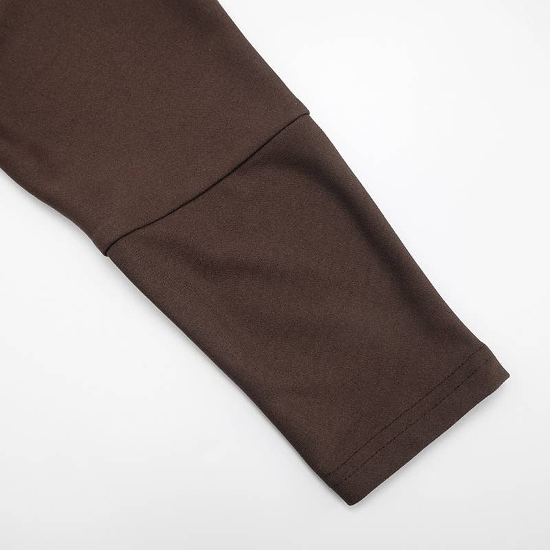 Round-neck straight-leg tie long pants set