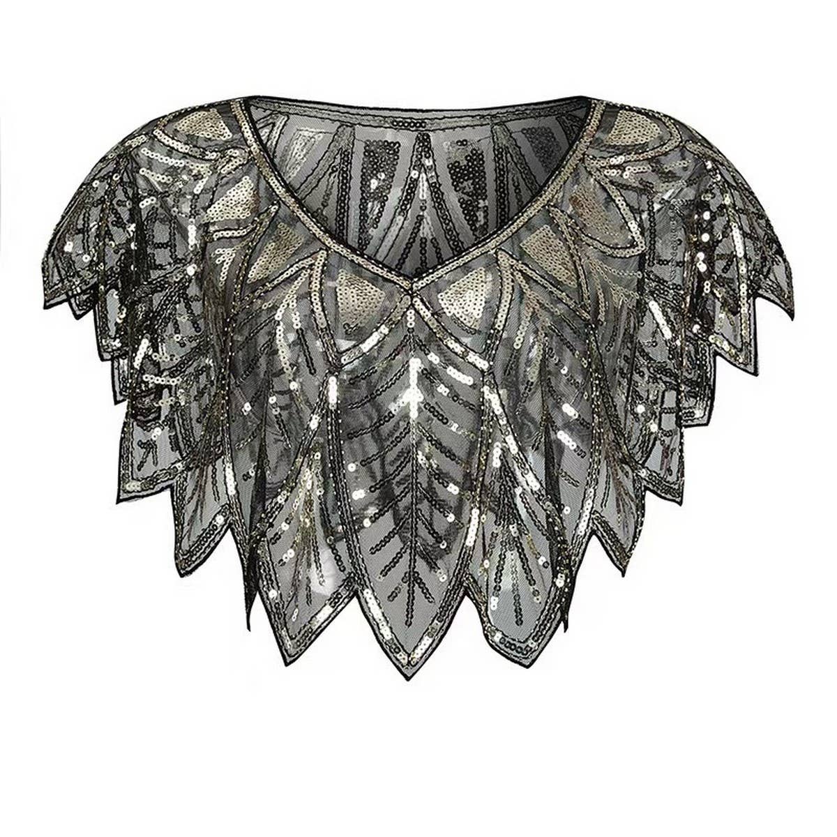 Beaded Sequin Capelet ??Vintage Evening Wrap_CWMM8957