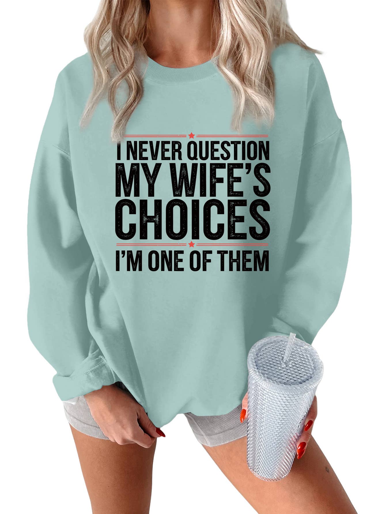 i never question printed thickened sweatshirt