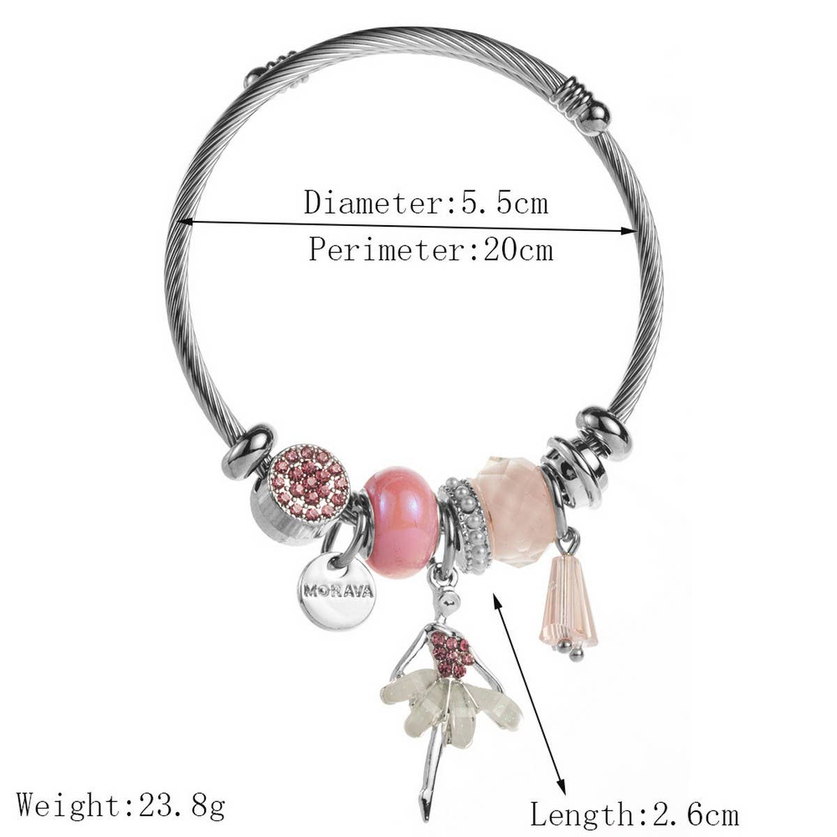Stylish Silver Bracelet with Ballerina & Butterfly_CWMM8573