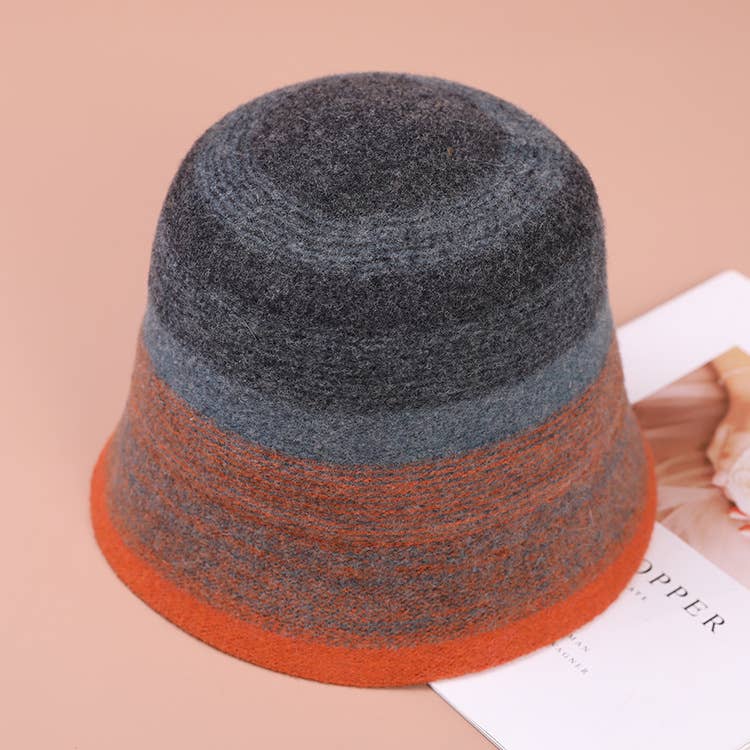 WOMEN RETRO LUXURY WARM FELT BUCKET HAT_CWAH0603