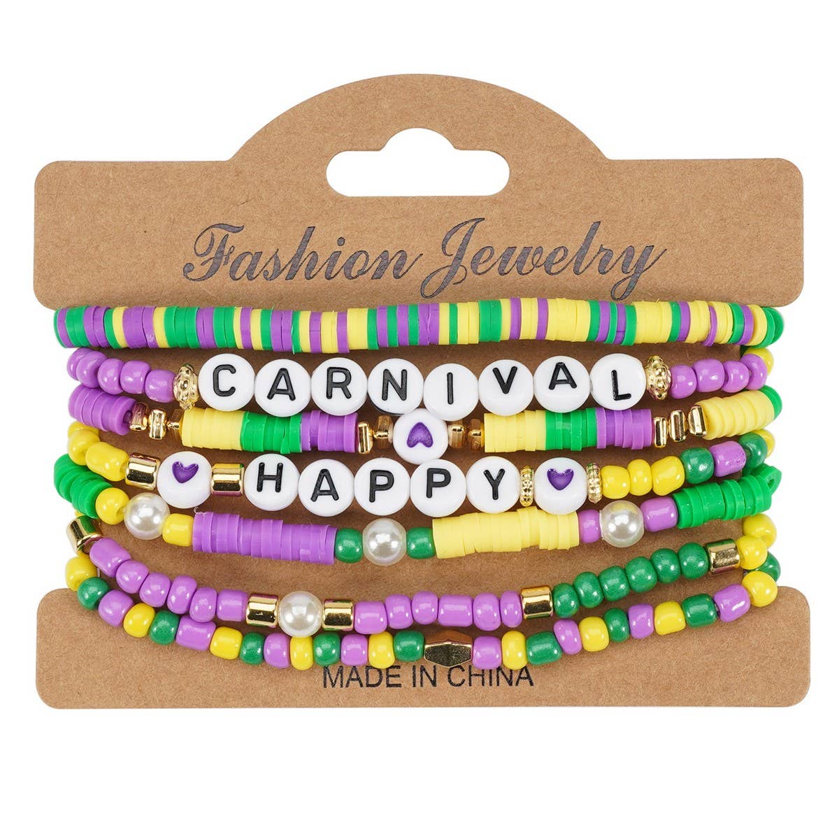 CWAJE05696_MARDI GRAS CARNIVAL HEART BEADED PARTY BRACELET