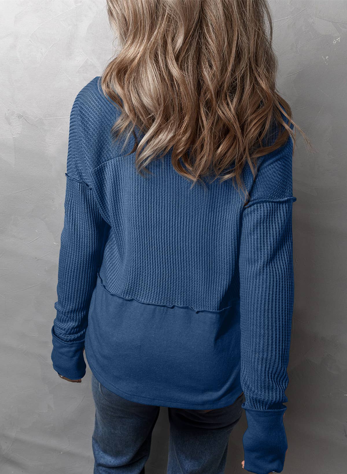 SOLID COLOR LONG SLEEVE PATCHWORK LOOSE HOODIE