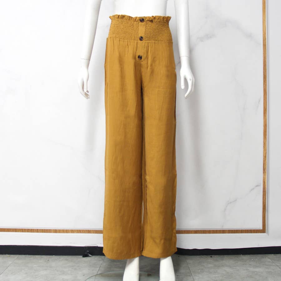 HIGH WAIST SINGLE BREASTED STRAIGHT LEG PANTS