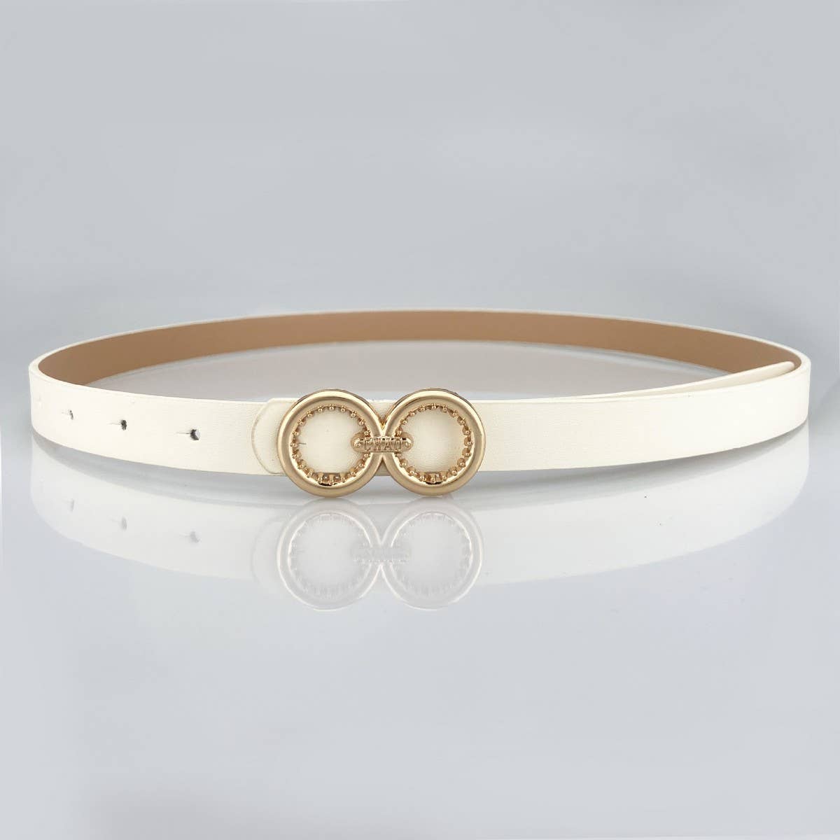 DOUBLE ROUND BUCKLE VERSATILE WOMEN'S THIN BELT_CWABE0693