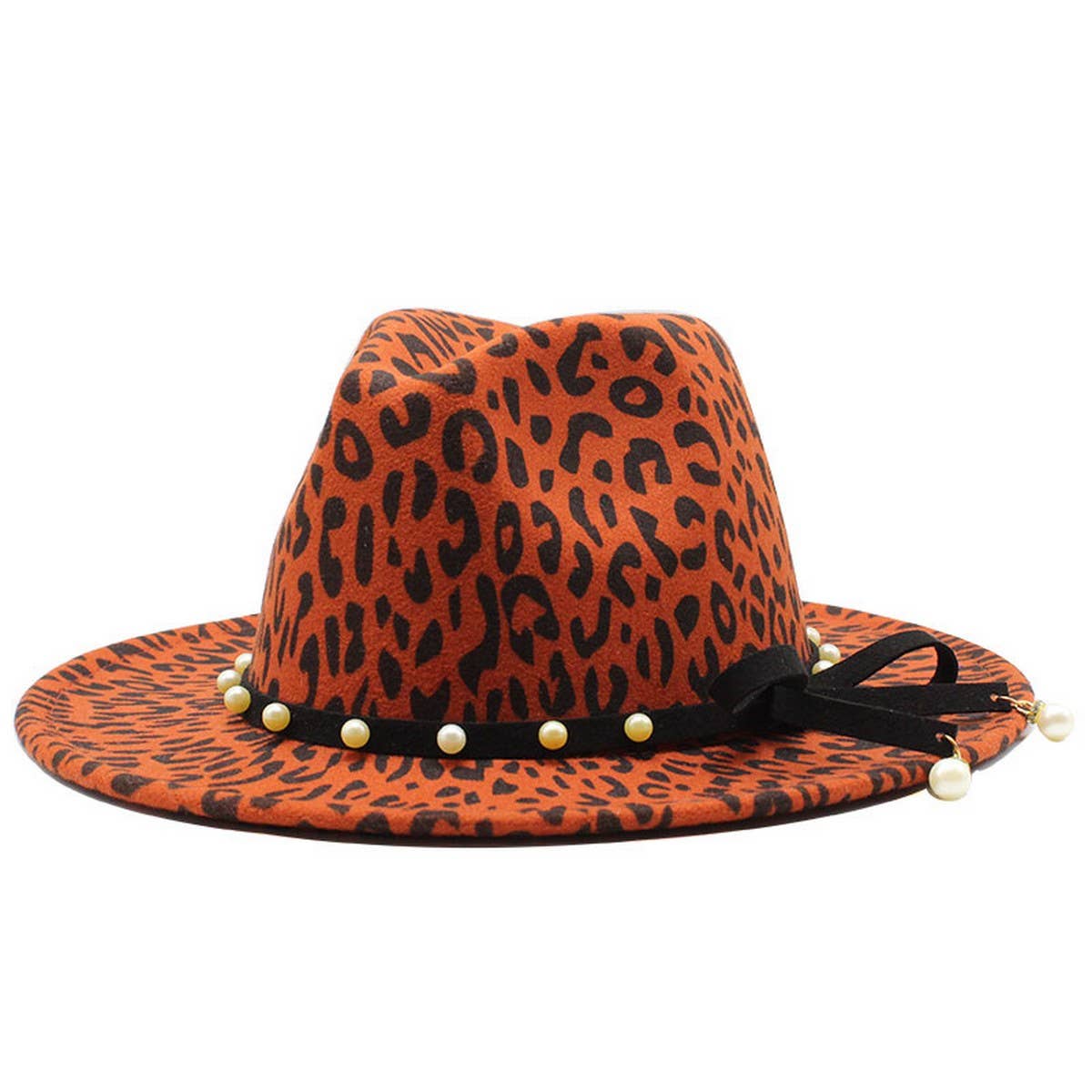 LEOPARD PRINT JAZZ HAT WOOLEN HAT WIDE BRIM HAT_CWAH2610