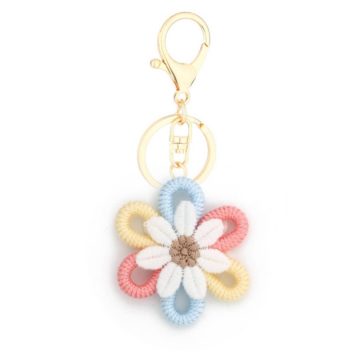 Daisy Woven Pendant Yarn Sunflower Keychain_CWAB5010