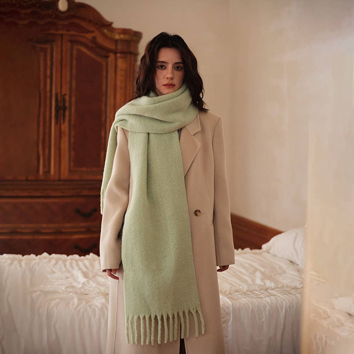 Blend Scarf ??75% Wool Thick Solid Neckwarmer_CWASC2283